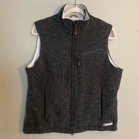 Woolrich Vest Medium 100% Wool Grey Zip Outdoor  GORPcore Granola - Picture 1 of 9